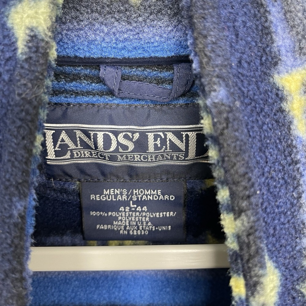 Lands End Sherpa Sweater Womens Large L Blue 1/4 Zip Snowflake Aztec Pattern - Picture 9 of 9